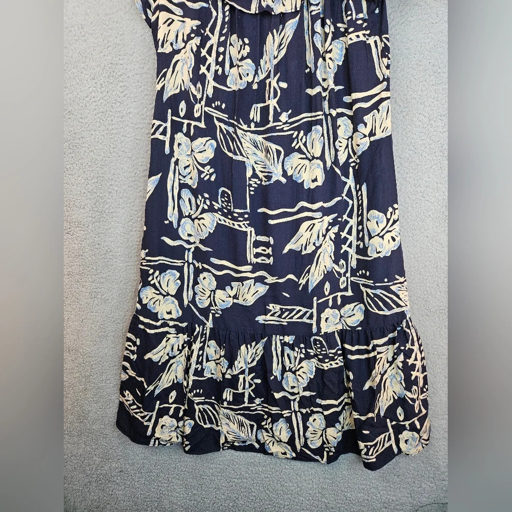 Hilo Hattie Womens Navy White Tropical Hawaiian Pull Over Dress Sz M Vacation - Picture 4 of 11
